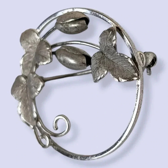🍁Vintage Bond Boyd Sterling Floral Circle Brooch - Picture 3 of 6